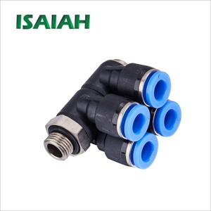 Conector Neumático de Doble Rama con Rosca Macho BSP de 1/4, 3/8, 1/2, 1/8 para Manguera de 04mm, 6mm, 8mm, 10mm, 12mm - Product Image 2