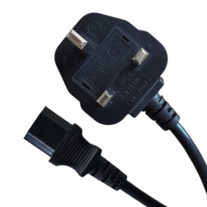UK Plug to IEC C13 <strong>Power</strong> Cord H05VV-F <strong>Cable</strong> for Printer, PC, Monitor, <strong>TV</strong>, Beamer, Equipment, Black - Product Image 1
