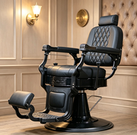 Fauteuil de barbier vintage, hydraulique, inclinable, noir, robuste, mobilier de salon de coiffure, fauteuil de barbier professionnel
