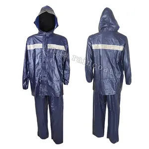 Custom logo motorcycle riders and construction workers pvc rain coat heavy duty rainsuit with reflectors