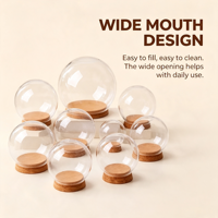 Dôme de présentation en verre de haute qualité TS avec base en liège, surface transparente estampillée or pour la décoration