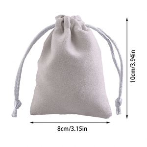 Sacs de rangement en velours personnalisés, emballages cadeaux de luxe pour bagues et colliers, petite pochette, organiseur de voyage avec impression de logo, en coton - Product Image 5