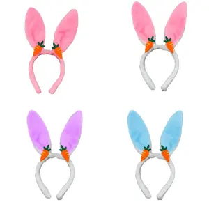 Bandeau de pâques en peluche paillettes oreilles de lapin bandeaux oreilles de lapin carotte bandeaux pour fête pâques