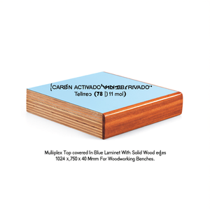 Fami Multiplex Top Covered In Blue Laminate With Solid <b>Wood</b> Edges 1024 X 750 X 40 Mm For Woodworking <b>Benches</b> - Product Image 3