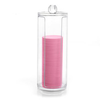 Boîte de rangement transparente en PS moulée par injection pour cotons-tiges, couvercle minimaliste, empilable, organisateur de cosmétiques pour la maison et le bureau