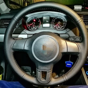 <span class=keywords><strong>Funda</strong></span> para <span class=keywords><strong>volante</strong></span> de coche personalizable DIY deportes microfibra cuero para Volkswagen VW Golf 6 <span class=keywords><strong>Mk6</strong></span> VW Polo MK5 2010-2013 cosido a mano - Product Image 2