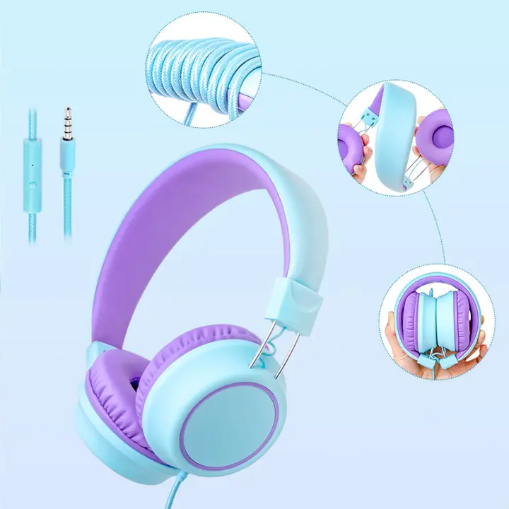 Custom Logo On-ear Headphones 3.5 Mm Wired Earphone Oem Odm Kids Cute Girls Headphone With Microphone Headset Manufacturer