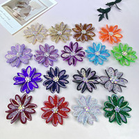 Applique décorative à coudre avec strass en cristal à dos plat en forme de fleur pour robes de mariée - Patch brodé noir pour robe