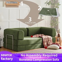 Canapé-lit convertible carré en tissu rembourré avec support lombaire et accoudoirs, design moderne et écologique pour appartement