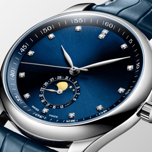 นาฬิกาจักรกลอัตโนมัติแบบแสดงข้างขึ้นข้างแรม พร้อมตัวบอกเวลาประดับเพชร สายหนัง สำหรับผู้หญิง Longinesing - Product Image 3