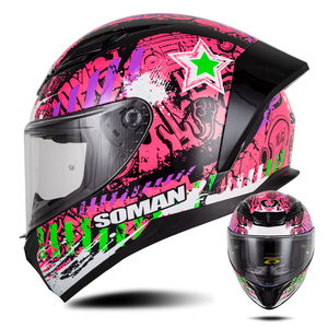 SOMAN Integralhelm DOT-Zertifiziert Vollständig Abdeckender Motorradhelm für Männer und Frauen mit Transparenter Linse Motorrad-Fahrhelm Roller - Product Image 3