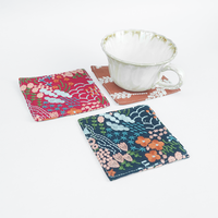 Sous-verre carré en tissu brodé, motifs floraux et feuilles variés, multicolore, pour cadeau et protection de table