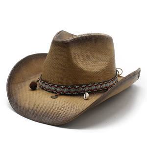Sombrero de Paja Estilo Vaquero Color Rosa, Protección Solar, Unisex, Primavera Verano, 56-58CM, ZCM-44 - Product Image 4
