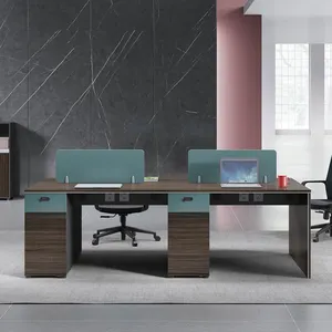 Mobilier de bureau moderne Poste de travail à 4 employés Poste de travail du personnel Table de bureau ouverte Poste de travail modulaire