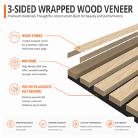 Panel Dinding Akustik Veneer Kayu 3-Sisi Inti MDF dengan Lapisan PET Felt Peredam Suara untuk Ruang Rapat Kantor