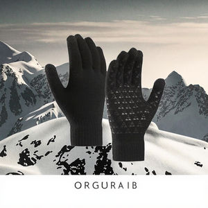 Guantes de Invierno para Hombre, Jacquard, Acrílico/Algodón, Largos hasta la Muñeca, Forro Polar, Transpirables, Resistentes al Viento, Función Táctil, Cálidos - Product Image 3