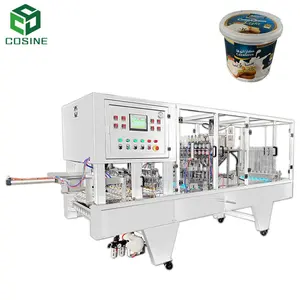 Machine automatique à emballer pour yaourt, appareil de remplissage et de scellage de crème glacée en forme de tasse et de recourbé