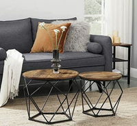 Table basse ronde en bois de style nordique rétro, tendance minimaliste, durable et écologique, modèle KFZ08, pour salons, chambres et balcons.