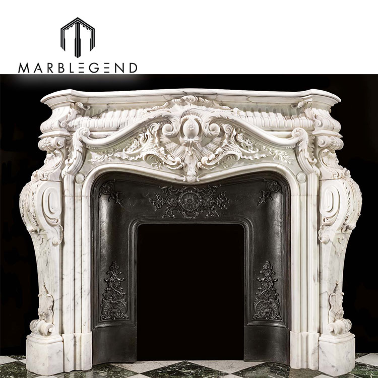 villa one-stop solution antique style hand carved mantel freestanding white marble fireplaces