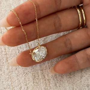 Aazuo – bijoux de luxe réels, gros diamants cultivés en laboratoire, 3,0 ct, or jaune massif 18 carats, pendentif ovale avec chaîne, cadeau pour femme, fiançailles - Product Image 2