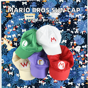 Para Super <span class=keywords><strong>Mario</strong></span> <span class=keywords><strong>Bros</strong></span>. Gorra de béisbol bordada de algodón Luis, gorra protectora solar con visera a rayas para escena de negocios - Product Image 2
