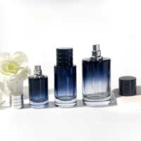 Offre Spéciale personnalisé couleur dégradé bleu cylindre verre vaporisateur atomiseur boîte cosmétique bouteille de parfum de luxe 30ml 50ml 100ml