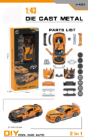 Coche de Carreras de Metal Fundido a Presión Desmontable DIY 1:43, Modelo de Coche Deportivo de Aleación Modificado 2 en 1, Juguete Educativo de Construcción para Niños