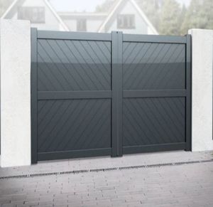 Porte moderne à lamelles en aluminium pour l'entrée de la cour Conception de grande porte principale bon marché Style ouvert à ouverture automatique pour cadre métallique de villa - Product Image 5