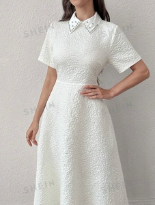 Dệt 100% Polyester 3D Nổi Jacquard Dệt Vải Cho Làm Phụ Nữ Hollow out Chi Tiết Ngắn Tay Áo Jacquard Ăn Mặc Quần Áo - Product Image 5