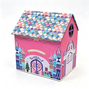 Custom Pink Castle House Shaped Advent <b>Calendar</b> Box with Roof Rigid Cardboard Christmas Blind Box Mystery Packaging for Gift - Product Image 1
