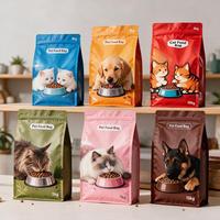 Pochette à fond plat pour aliments pour chats avec design gaufré individuel, estampage à chaud, fermeture éclair refermable pour l'emballage