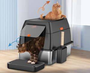OEM Neuerscheinung Extra Große Kunststoff- & Metall-Katzentoilette mit Vollständig Geschlossenem Anti-Spritz-Deckel 20L Fassungsvermögen für Große Katzen - Product Image 2