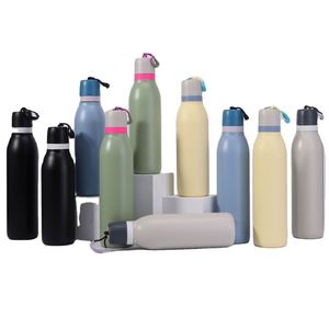 New Small Mouth <b>Macaron</b> Color 304 Stainless Steel Vacuum Thermos Outdoor Portable Sports Kettle Large Capacity Carrying Strap - Product Image 1