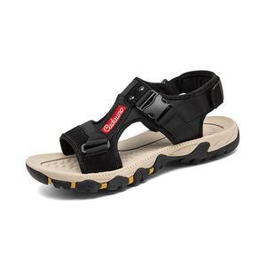 Sandalias de playa para hombre, de cuero genuino, con suela gruesa, lisas, de encaje, fáciles de poner, a precio mayorista. - Product Image 3