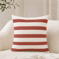 Housse de coussin décorative de haute qualité, style bohème, à rayures tressées corail