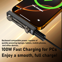 Soporte Plegable para Teléfono con Adaptador Tipo C, Carga Rápida PD de 100W, USB 3.2, Transmisión de Datos de Alta Velocidad de 10Gbps, Conector de Carga y Transferencia