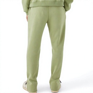 Ensemble survêtement homme vert olive, pull et pantalon amples en coton uni avec poches latérales - Product Image 4