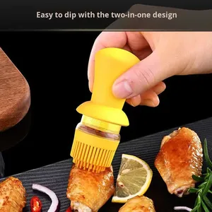 Wholesale Wholesale Glass Oil <b>Bottle</b> Integrated Silicone <b>Brush</b> Stainless Steel Nozzle Leak Resistant Modern Design One-piece - Product Image 1