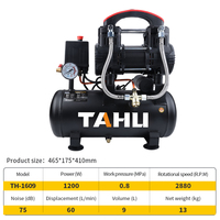 Compresseur d'air silencieux sans huile 1,2 kW 1,6 CV, 9 L, compact, portable, industriel, pour petit atelier ou laboratoire