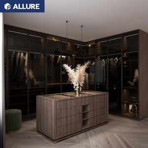 Allure <strong>Custom</strong> Hotel Furniture Modern <strong>Closets</strong> Glass Door Particleboard Wooden Wardrobe - Product Image 4