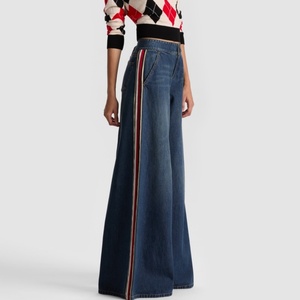 Pantalones Vaqueros de Pierna Recta Elásticos de Cintura Alta para Mujer, Moda Verano 2025, Estilo Casual Y2K, Diseño Sólido con Parches y Tres Rayas - Product Image 2