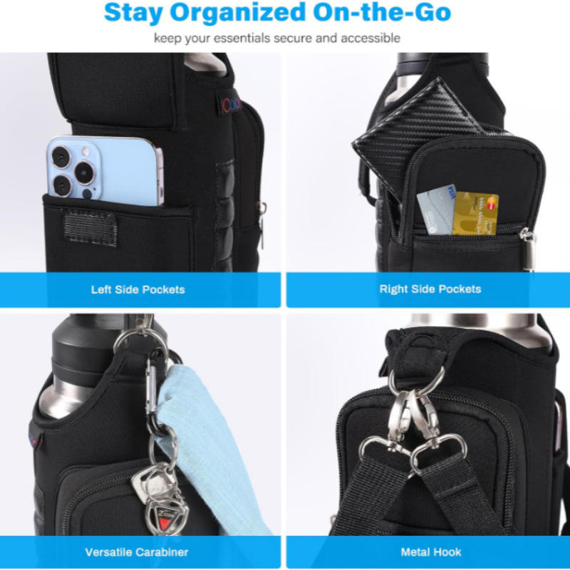 Pacer Bags Magnetic Gym Bag - Neoprene Water Bottle Carrier with Phone Pockets