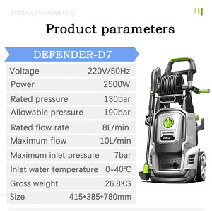 Nueva Hidrolavadora Portátil de 220V 2.5KW 190bar 2755PSI 10LPM para Uso Doméstico y Comercial, de Alta Presión y Alto Flujo de Agua - Product Image 2
