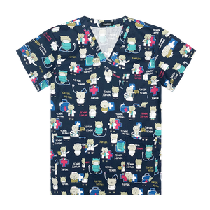 ViaoLi personalizzato elasticizzato australiano traspirante stampato in cotone personalizzato stampa floreale Plus Size clinica odontoiatria ospedale Scrub - Product Image 5