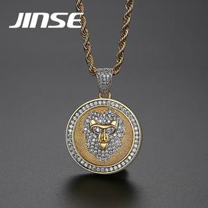 JINSE Leo <strong>Constel</strong> Lation Pendant <strong>Necklace</strong> Men's Gold Color Micro Pave Bling Zircon Charm <strong>Necklace</strong> Free Rope Chain Hiphop Jewelry - Product Image 1