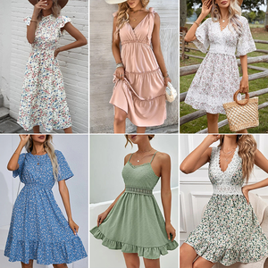 Vestido de seda casual de verano para mujer, ropa usada, inventario de ropa de segunda mano - Product Image 1