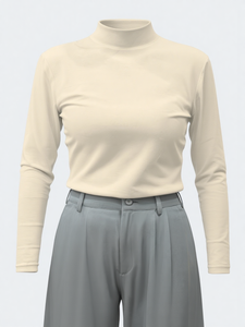 Mezza <span class=keywords><strong>maglia</strong></span> a collo alto elegante e femminile abbigliamento da <span class=keywords><strong>donna</strong></span> caldo e accogliente in vita Cinching tinta unita - Product Image 2
