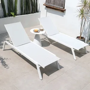 Cadeiras de piscina empilháveis de alumínio, cadeiras espreguiçosas contemporâneas para jardim, para praia e pátio ao ar livre