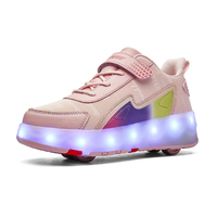 Chaussures à roulettes à quatre roues avec lanières lumineuses, chaussures en maille pour l'extérieur, chaussures à roulettes pour garçons et filles en stock