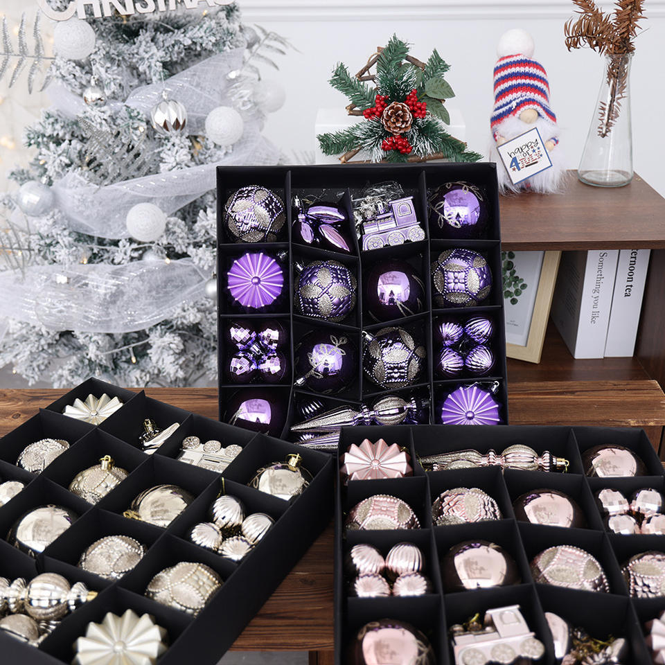Plastic Christmas Ball Ornament Set, Shapes Embossed , Multi-Style Xmas ...